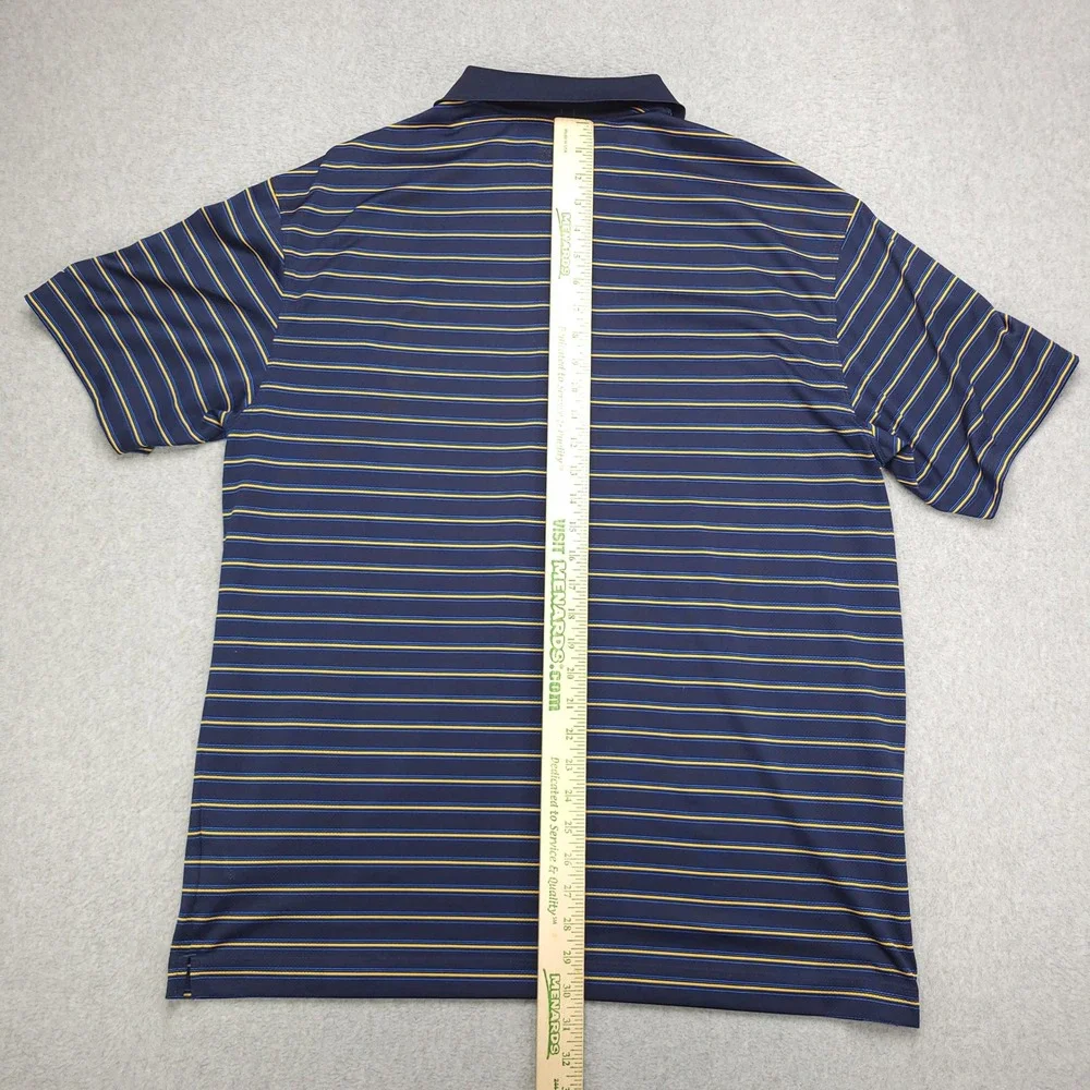 Nike Golf Fitr-Dri Men's Polo Shirt Size XLNavy Blue‎ Yellow Stripe Mesh Panels
